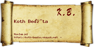 Koth Beáta névjegykártya